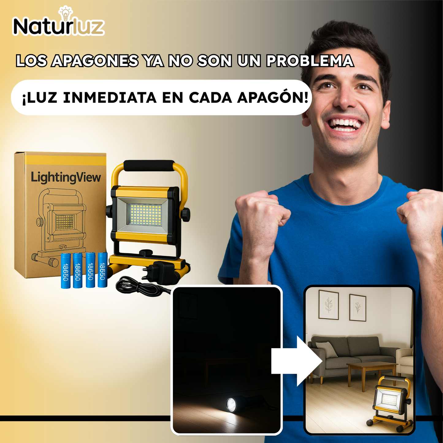 Luminex Lampara recargable, a prueba de agua