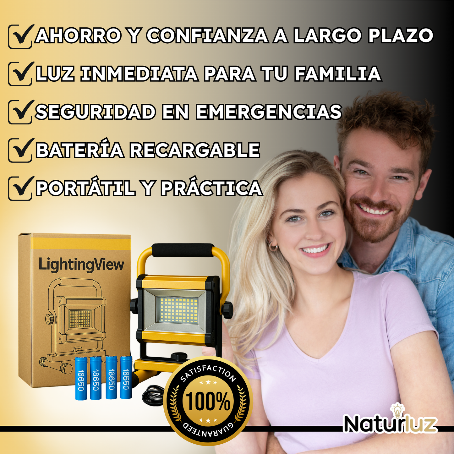 Luminex Lampara recargable, a prueba de agua